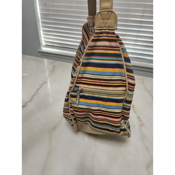 Women's Genuine Classic Shoulder Tote Bag Fabric + Faux Leather Pockets Braiding - Picture 2 of 11